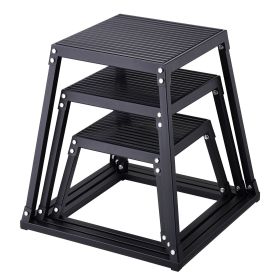 Plyometric Jump Boxes, 12/18/24 Inch Plyo Box, Platform and Jumping Agility Box, Anti-Slip Fitness Exercise Step Up Box Set for Home Gym Training (Color: Rlack, size: 12 inch + 18 inch + 24 inch)